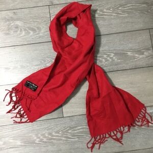 Wilsons The Leather Experts Faux Cashmere Fringe Scarf Red Made in Italy